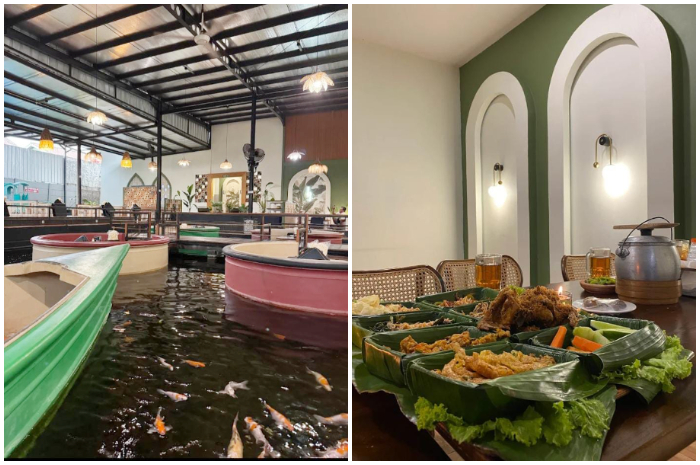 Suasana Cibiuk Resto, tempat makan sundaan yang unik dan makannya di atas perahu.
