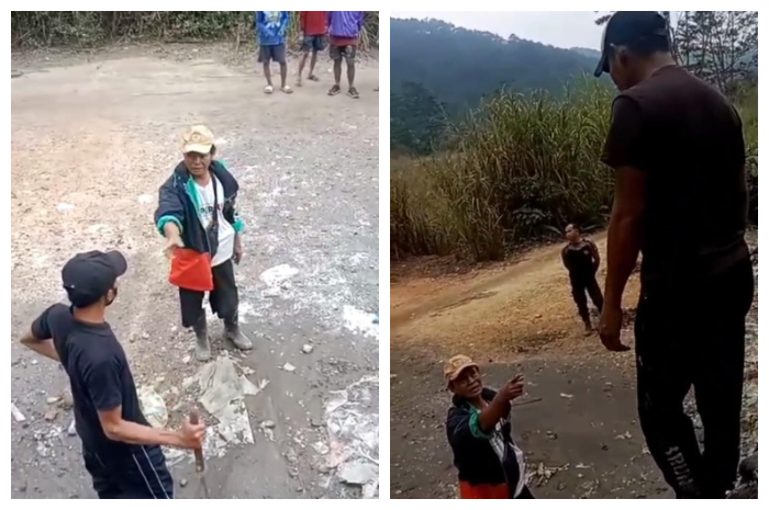 Tangkapan layar tersangka yang ditangkap Polres Bogor, saat terlibat keributan dengan warga.