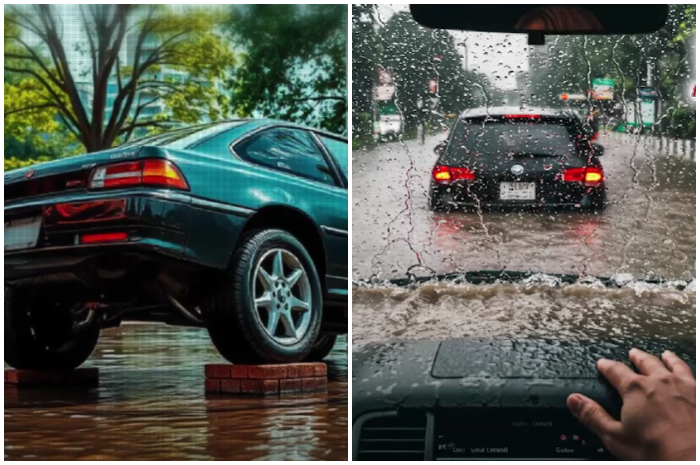 Ilustrasi mobil terendam banjir