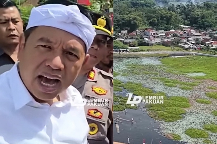 Gubernur Jawa Barat Dedi Mulyadi saat melihat secara langsung kondisi Situ Bagendit Garut.
