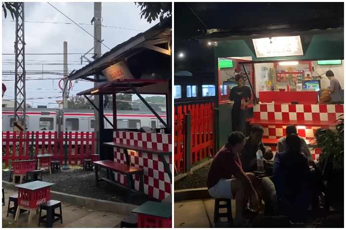 Rasakan pengalaman nongkrong sambil liatin kereta lewat di Warkop Haur Djaya
