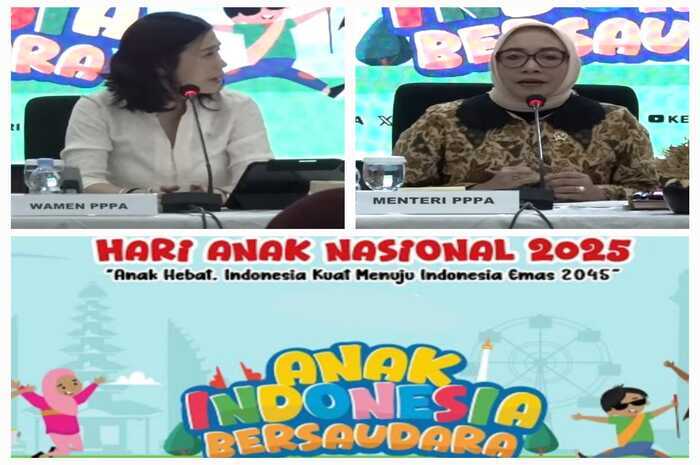 Menteri KPPPA, Arifah Fauzi dalam konferensi pers.