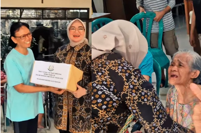 Kepala Kejaksaan Negeri (Kajari) Kota Bogor Meilinda bertemu dengan&nbsp;penghuni Panti Sosial Werdha Wisama Kamilus.