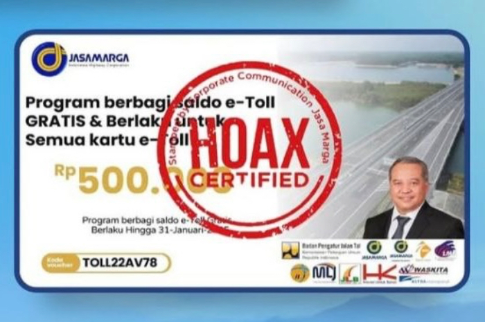 Hoaks saldo e-toll gratis mengatasnamakan Jasa Marga