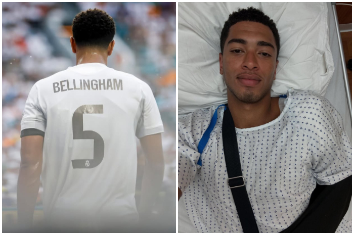 Pemain Real Madrid Jude Bellingham, selesia menjalani operasi bahu yang cedera.