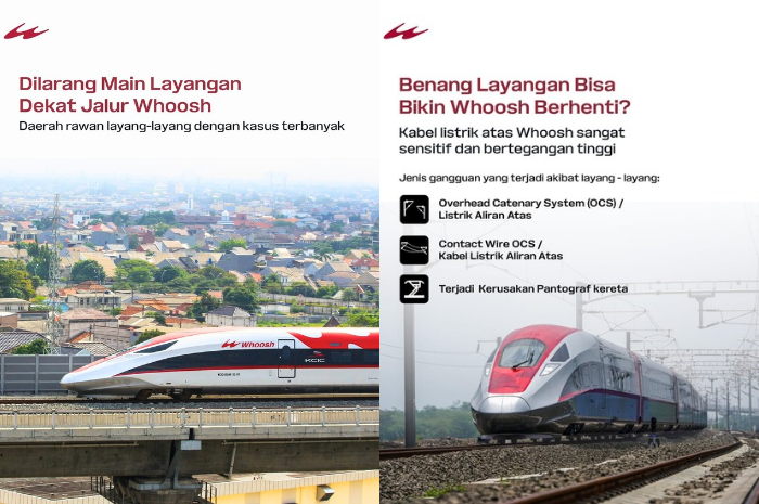 Kasus layang-layang tersangkut di atas rel Kereta Cepat Whoosh menjadi penghambat yang harus dihentikan melalui imbauan