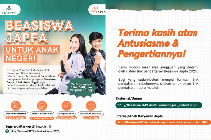 Program Beasiswa Japfa 2025 hadir bersama Edufarmers untuk bantu siswa dan mahasiswa tetap kuliah tanpa kendala finansial