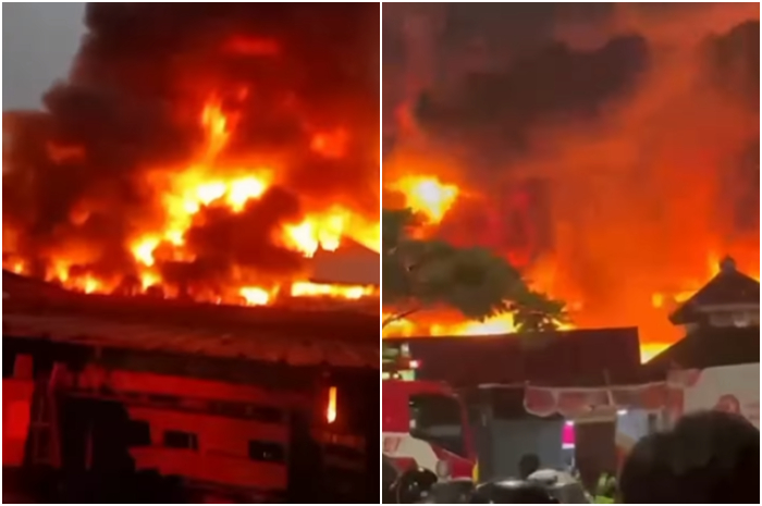 Kebakaran melanda Pasar Taman Puring, di Kebayoran Baru, Jakarta Selatan, Senin, 28 Juli 2025.