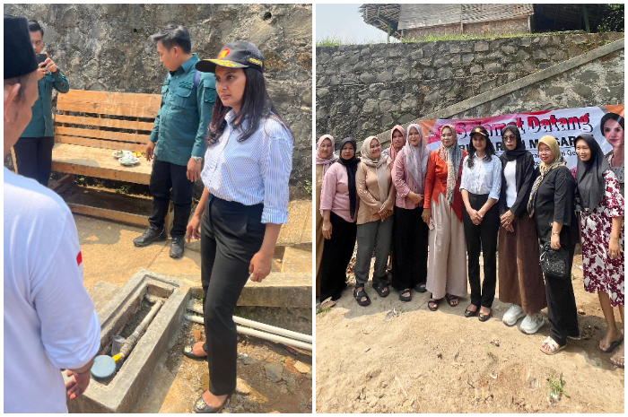 Marlyn Maisarah, Anggota Komisi V DPR RI saat meninjau pembangunan sumur bor di&nbsp;Kampung Karehkel, Parung Panjang, Bogor.