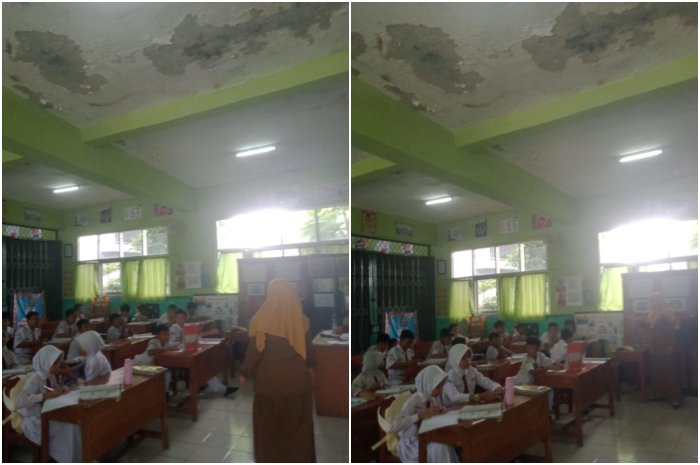 &lrm;Siswa saat mengikuti proses belajar mengajar di SDN Bedahan 01, Pabuaran Mekar, Cibinong, Kabupaten Bogor.