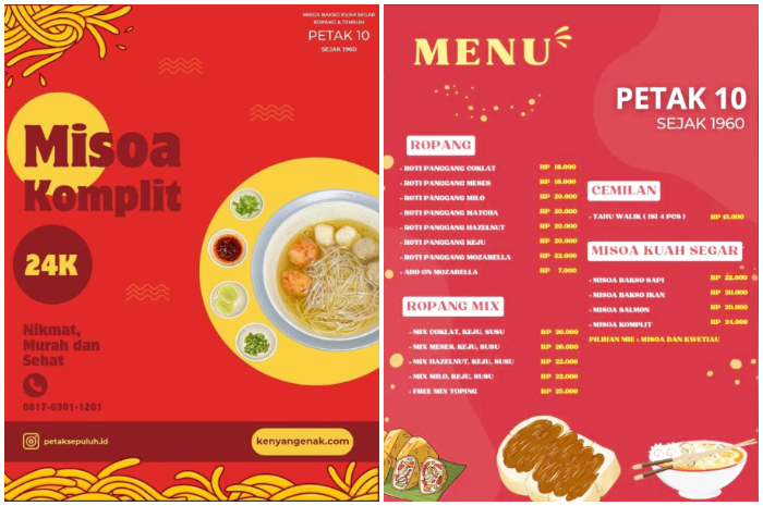 Beragam menu Misoa lezat di Kedai Petak 10 Jl Pangrango No 33 Babakan Bogor.