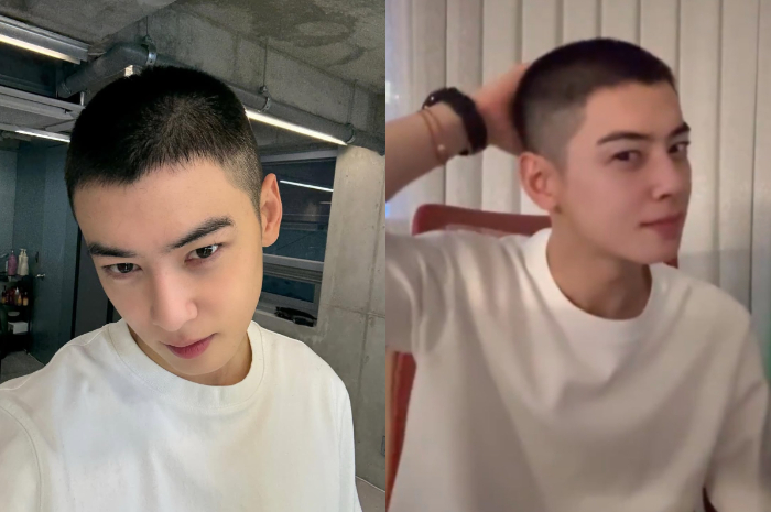 Potret Cha Eunwoo potong rambut dan bersiap untuk wamil
