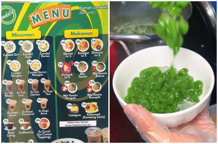 Menu di&nbsp;warung es cendol&nbsp;samping Masjid Anasar, Komplek Goodyear, Ciomas Bogor
