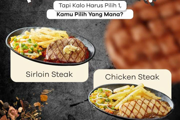 Sejumlah menu steak di&nbsp;Meet Your Home Steak Bogor.