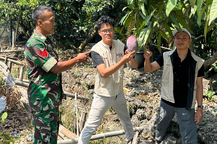 Tim Jono KKN-T IPB bersilaturahmi dan belajar pengembangan tanaman buah super di kediaman Kopral Kepala Witoyo