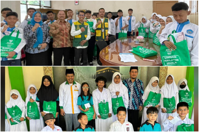 Baznas Kota Bogor menyalurkan bantuan peralatan sekolah untuk pelajar.