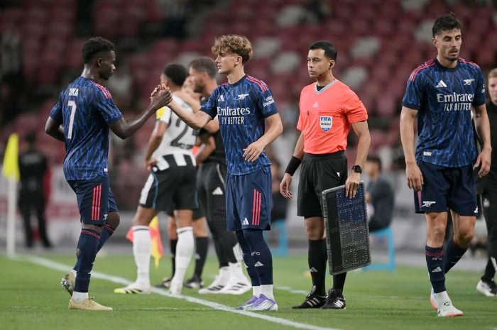 Max Dowman saat menggantikan posisi Saka di laga Arsenal melawan AC Milan dan Newcastle.