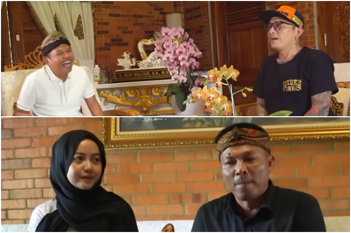 Gubernur Jawa Barat Dedi Mulyadi bertemu para kepala desa di kediamannya Lembur Pakuan, di antaranya Kades Ciasembaru Indah Aprianti dan Kades Purwasaba Hoho Alkaf.