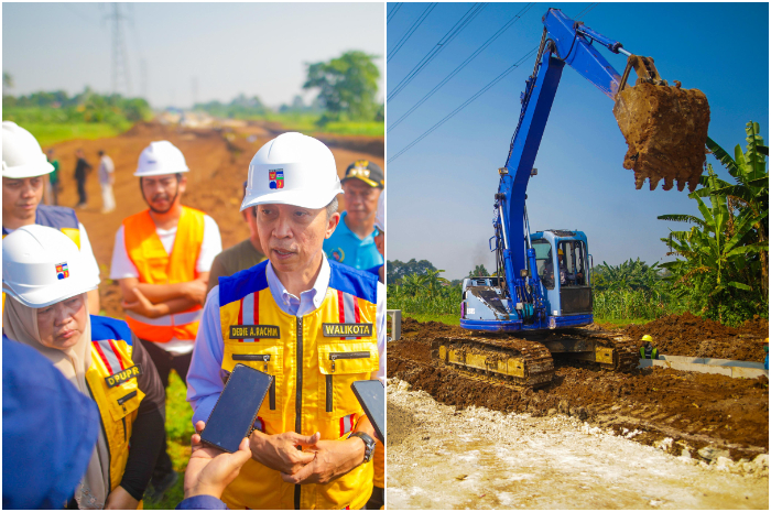 Wali Kota Bogor Dedie A Rachim saat meninjau progres pembangunan proyek jalan R3.