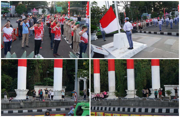 Hormat Bendera pada giat FMP 2025 di kawasan Tugu Kujang , Bogor, Jumat 8 Agustus 2025.