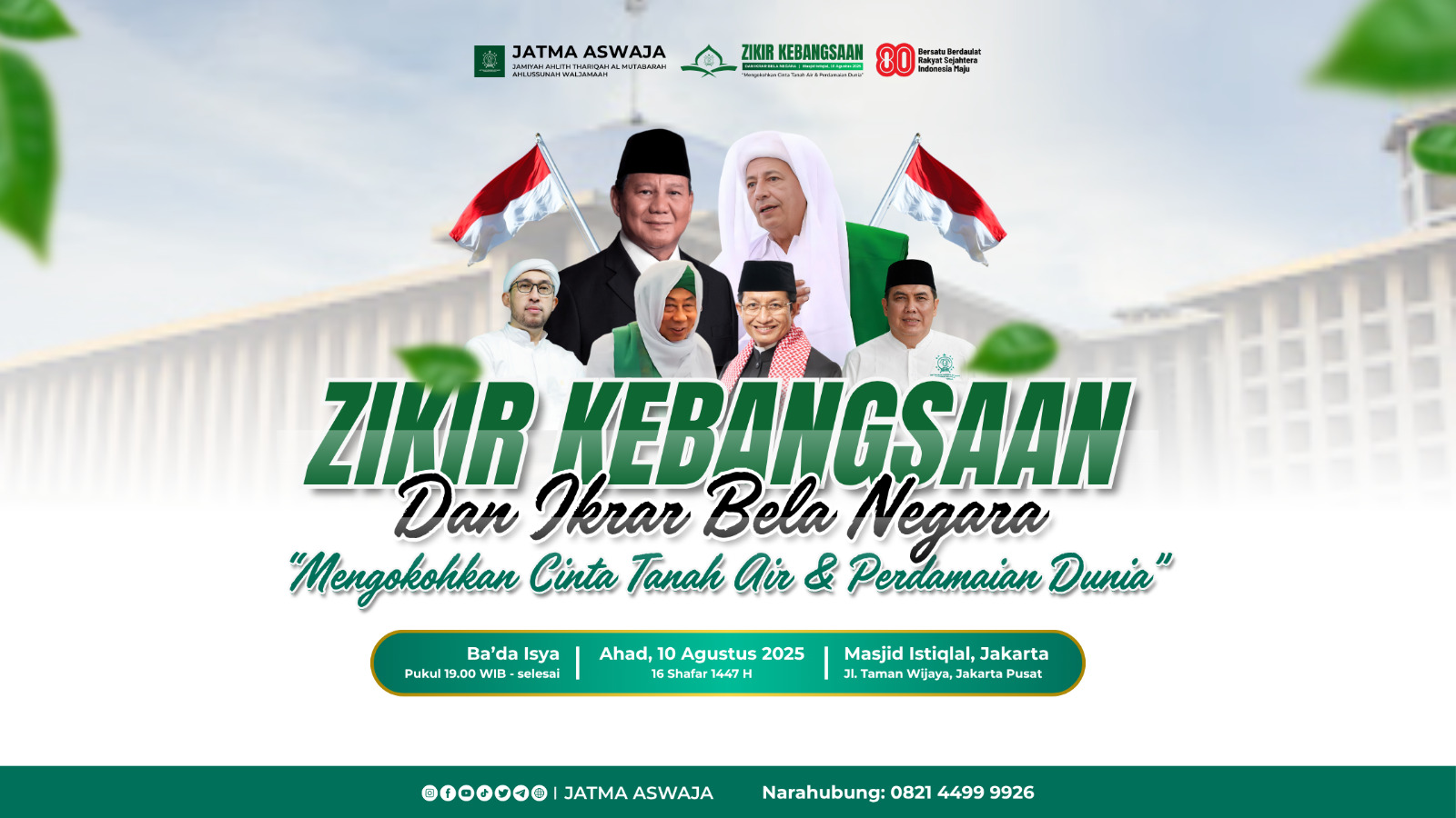PB JATMA ASWAJA bakal menggelar Zikir Kebangsaan dan Ikrar Bela Negara.