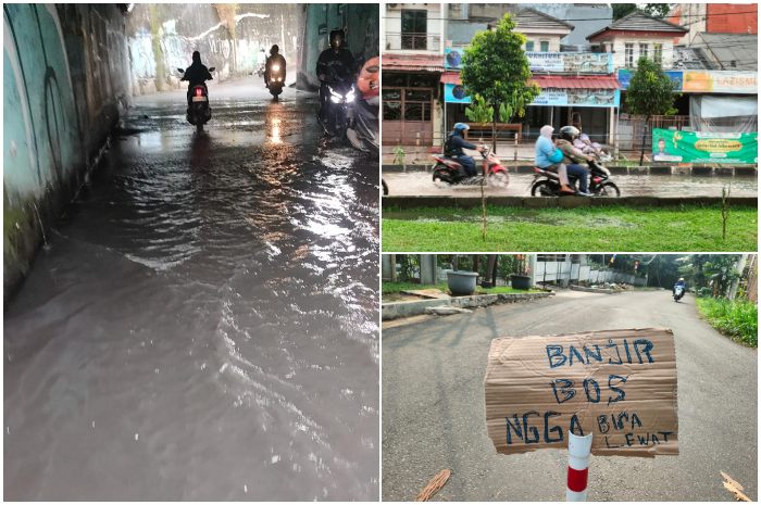Sejumlah ruas jalan di Kota Depok yang kerap dilanda banjir usai diguyur hujan.