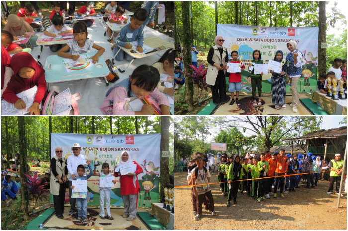 Lomba mewarnai dan lintas alam diikuti para pelajar untuk mengenalkan wisata&nbsp;Desa Bojong&nbsp;Rangkas, Kabupaten Bogor.