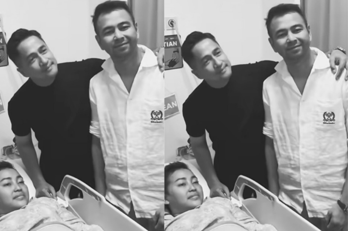 Raffi Ahmad dan Irfan Hakim saat menjenguk Mpok Alpa.