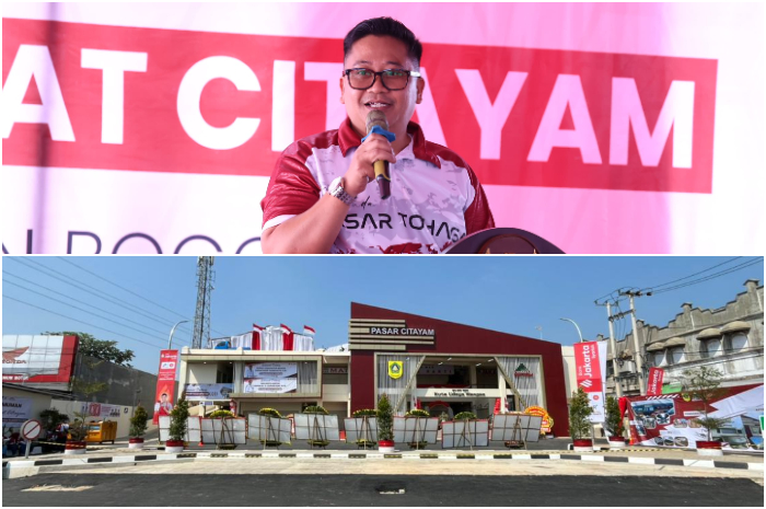 Direktur Utama Perumda Pasar Tohaga Haris Setiawan saat peresmian Pasar Citayam.