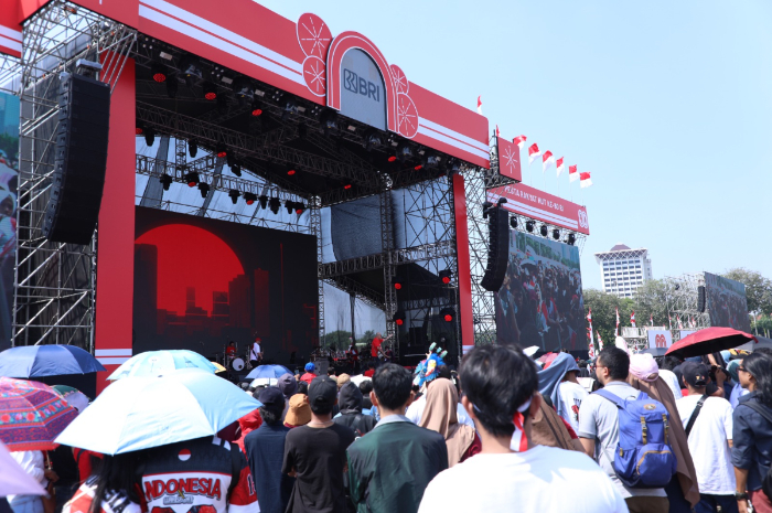 BRI menggelar Panggung Hiburan Pesta Rakyat di silang Monas Jakarta, Minggu, 17 Agustus 2025.
