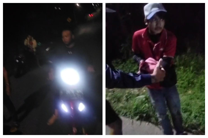 Korban begal di Jalan Lingkar Leuwiliang, Desa Galuga, Kecamatan Cibungbulang, Kabupaten Bogor, saat diselamatkan warga.