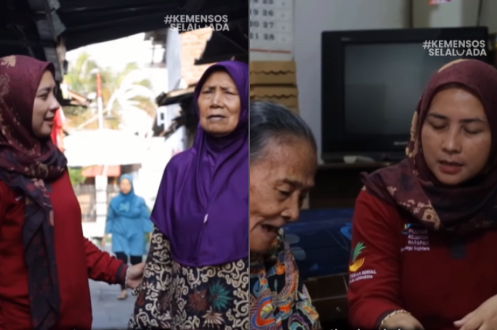 Ilustrasi: Petugas saat bertemu penerima manfaat bantuan sosial (bansos).