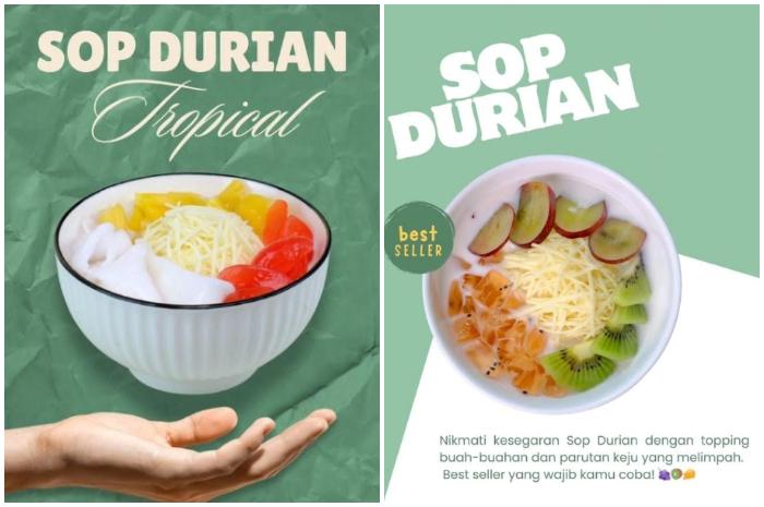 Olahan durian paling lengkap ada di Jifast Cafe Bandung! Dari sop durian, cendol durian, sampai brulee durian creamy yang bikin nagih.