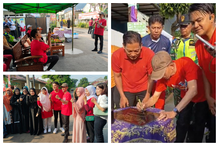 Wakil Ketua DPRD Kabupaten Bogor, H. Agus Salim Lc, saat meresmikan pembanguan betonisasi jalan di Perumahan Pesona Cilebut 2, Desa Cilebut Barat, Kecamatan Sukaraja, Sabtu 23 Agustus 2025 pagi.