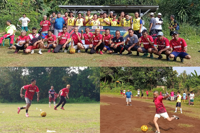Bermain sepak bola bersama diselenggarakan di Desa Cinangka, Kecamatan Ciampea, Kabupaten Bogor.