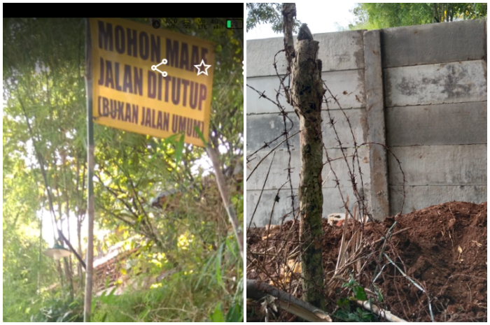 Akses warga RW 10, Kelurahan Katulampa, Kecamatan Bogor Timur, Kota Bogor yang ditutup.