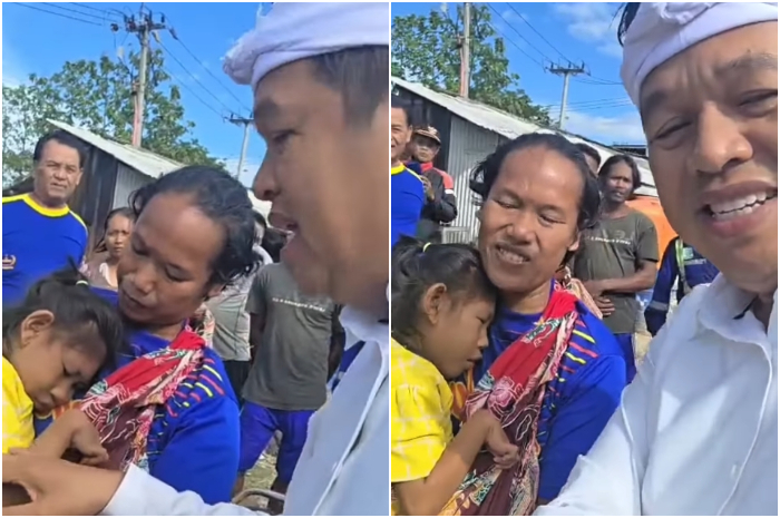Gubernur Jawa Barat Dedi Mulyadi saat bertemu seorang ibu dan memuji perjuangannya.