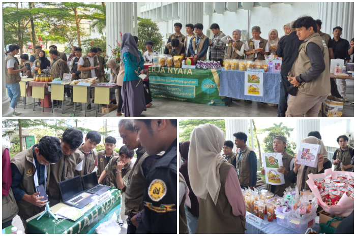 Mahasiswa KKN Unida Bogor memamerkan berbagai hasil program kerja produk inovatif.