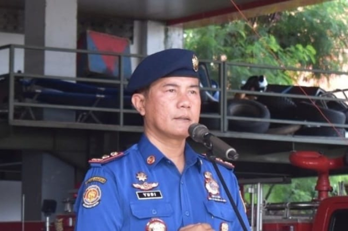 Kepala Dinas Pemadam Kebakaran Kabupaten Bogor, Yudi Santosa saat menyampaikan keterangan.
