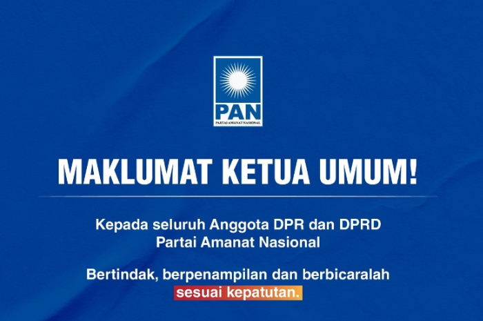 Maklumat Ketua Umum PAN&nbsp;Zulkifli Hasan untuk seluruh anggota DPR dan DPRD Partai Amanat Nasional (PAN).