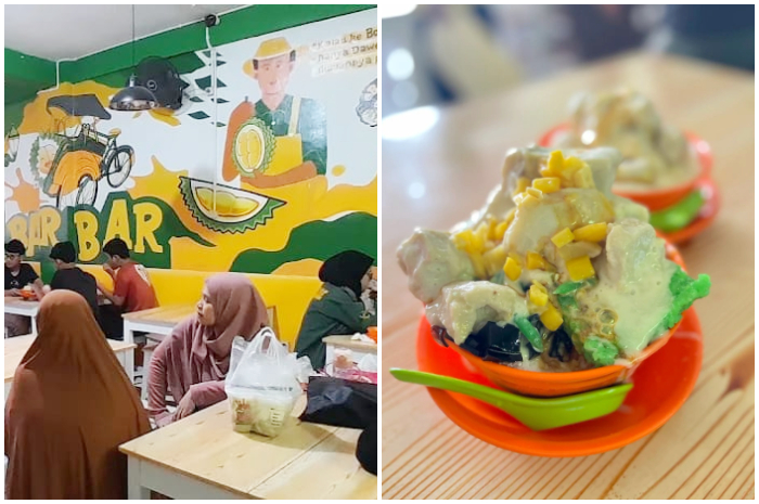 Suasana Kedai Durian Barbar Cibinong dan salah satu menunya.