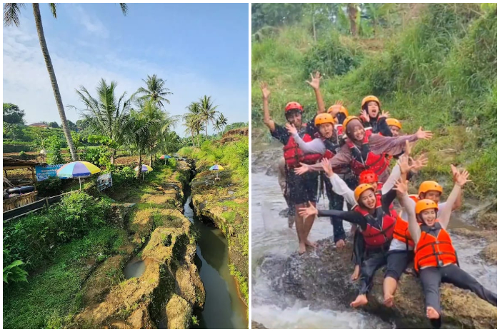 Suasana di Giwangkara River Tubing Dramaga Bogor.