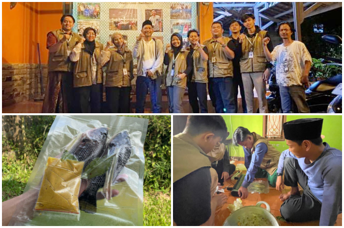 Mahasiswa Fakultas Agama Islam dan Pendidikan Guru Unida saat melaksanakan&nbsp;Inovasi Produk Frozen Food Ikan Nila Bioflok di Desa Wates Jaya