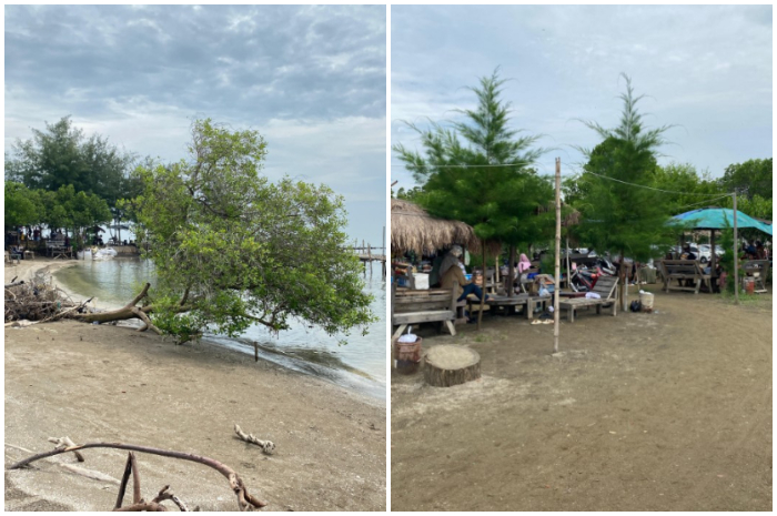 Suasana keindahan Pantai Kesambi di Indramayu.
