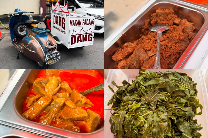 Nasi Padang mobile tampil unik dari sepeda, lengkap, dan tetap menggugah selera.
