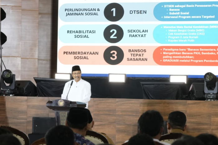 Menteri Sosial Saifullah Yusuf atau Gus Ipul&nbsp;saat hadir dalam&nbsp;Konsolidasi Penyelenggaraan Sekolah Rakyat di Jawa Timur, beberapa waktu lalu.