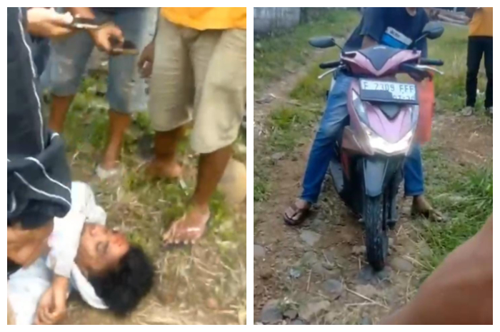Tangkapan layar pelaku curanmor ditangkap warga Cibungbulang, Kabupaten Bogor.