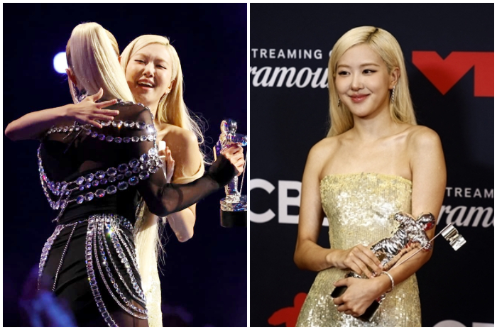 Rose Blackpink saat memenangkan Song of The Year 2025 di MTV VMA 2025 lewat lagu APT.