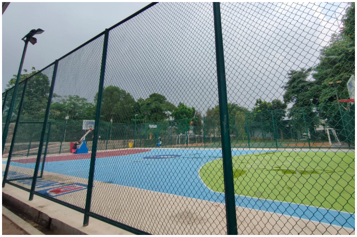 Kondisi Lapangan Basket Alun-Alun GDC Kota Depok usai dilakukan perbaikan.
