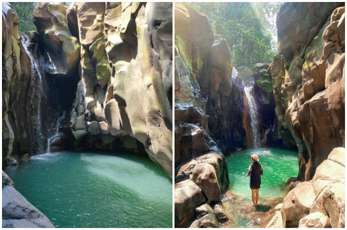 Suasana Curug Cikuluwung di Desa Cibitung Wetan, Kecamatan Pemijahan, Bogor.